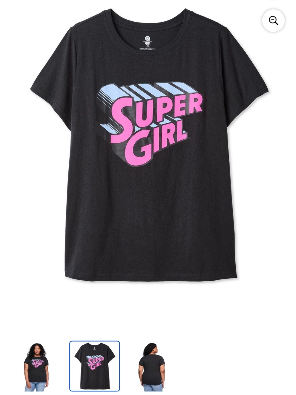 DC Supergirl Women’s Plus Graphic T-Shirt Black NWT 1X